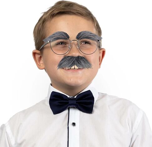 Degpum Old Man Costume for 100 Day of School Grandpa Costume Accessories Glasses With Gray Stick On Fake Mustache & Eyebrows Halloween Costume Set in Saudi Arabia