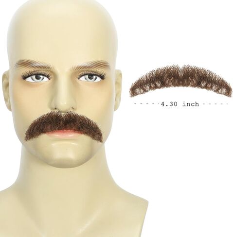 لحية وشارب مزيفان طبيعيان مجعدان للرجال، شعر وجه واقعي مربوط بالدانتيل غير المرئي لزي تنكري مسرحي in Kuwait