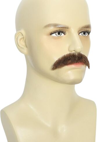 لحية وشارب مزيفان طبيعيان مجعدان للرجال، شعر وجه واقعي مربوط بالدانتيل غير المرئي لزي تنكري مسرحي in Kuwait