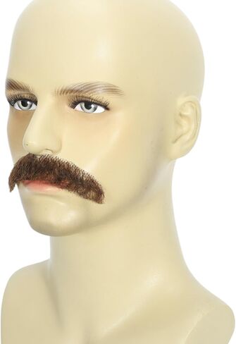 لحية وشارب مزيفان طبيعيان مجعدان للرجال، شعر وجه واقعي مربوط بالدانتيل غير المرئي لزي تنكري مسرحي in Kuwait
