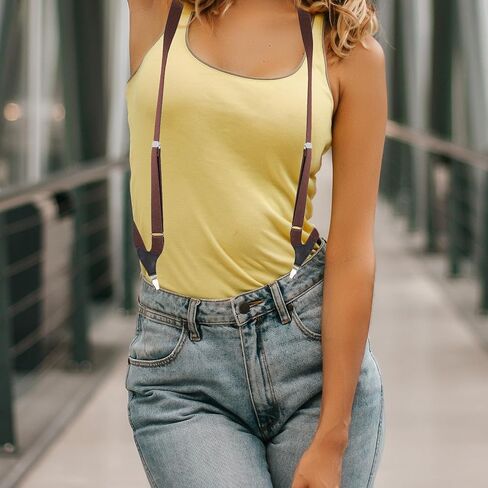BESPORTBLE Adjustable Elastic Suspender Clip-on Strap Unisex Trouser Strap for Men and Women Casual Wear Two-clip Coffee Color in Saudi Arabia