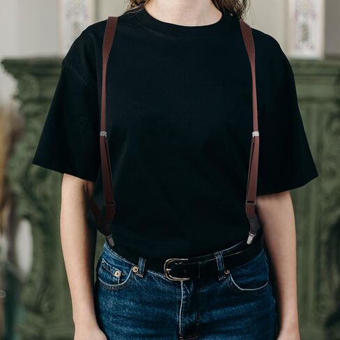 BESPORTBLE Adjustable Elastic Suspender Clip-on Strap Unisex Trouser Strap for Men and Women Casual Wear Two-clip Coffee Color in Saudi Arabia