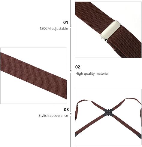 BESPORTBLE Adjustable Elastic Suspender Clip-on Strap Unisex Trouser Strap for Men and Women Casual Wear Two-clip Coffee Color in Saudi Arabia