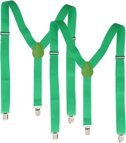 Ciieeo 2pcs Saint Patrick’s Adjustable Elastic Comfortable Men’s Pant Suspenders Lucky Clover Accessory for Party and Suit in Kuwait