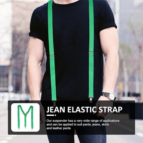 Ciieeo 2pcs Saint Patrick’s Adjustable Elastic Comfortable Men’s Pant Suspenders Lucky Clover Accessory for Party and Suit in Kuwait