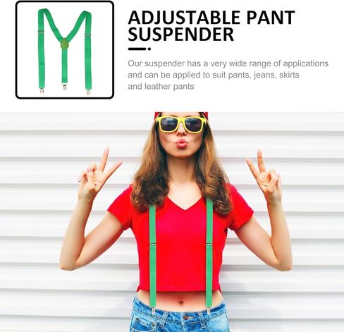 Ciieeo 2pcs Saint Patrick’s Adjustable Elastic Comfortable Men’s Pant Suspenders Lucky Clover Accessory for Party and Suit in Kuwait