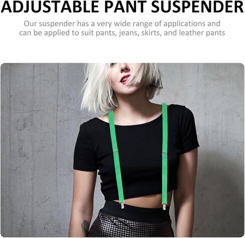2pcs St Patrick’s Day Suspenders Green Adjustable Heavy Duty Strap Suspenders for Men Women Party Costume Accessories in Kuwait