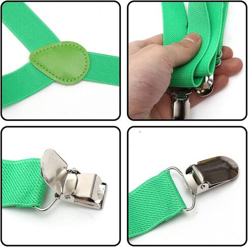 2pcs St Patrick’s Day Suspenders Green Adjustable Heavy Duty Strap Suspenders for Men Women Party Costume Accessories in Kuwait