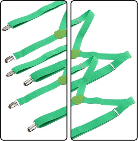 2pcs St Patrick’s Day Suspenders Green Adjustable Heavy Duty Strap Suspenders for Men Women Party Costume Accessories in Kuwait