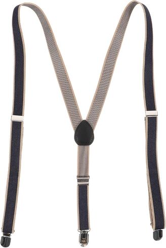 Striped Men’s Suspenders with Leather Clips, Adjustable Elastic Strap Braces for Trousers, Unisex Suit Accessory for Casual and Formal Wear in Saudi Arabia