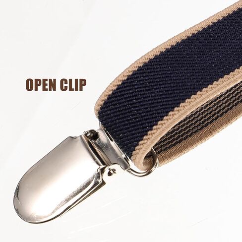 Striped Men’s Suspenders with Leather Clips, Adjustable Elastic Strap Braces for Trousers, Unisex Suit Accessory for Casual and Formal Wear in Saudi Arabia