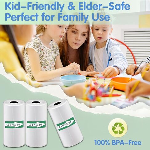 ورق ملصقات حراري 3 لفات، ورق ملصقات أبيض ذاتي اللصق مقاس 53 مم × 3.5 م متوافق مع الطابعات الحرارية الصغيرة M02، T02، M02S، M02 Pro، M04S، للملاحظات والقوائم والمجلات والملصقات التي تصنعها بنفسك in Kuwait