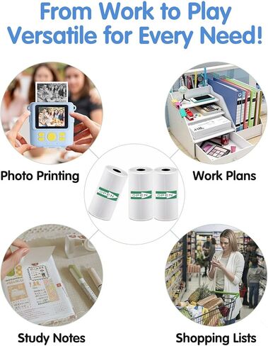 ورق ملصقات حراري 3 لفات، ورق ملصقات أبيض ذاتي اللصق مقاس 53 مم × 3.5 م متوافق مع الطابعات الحرارية الصغيرة M02، T02، M02S، M02 Pro، M04S، للملاحظات والقوائم والمجلات والملصقات التي تصنعها بنفسك in Kuwait