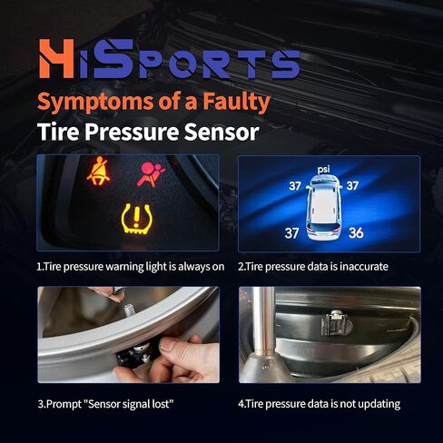HiSport 433Mhz TPMS Tire Pressure Monitoring System Sensor - Compatible with Buick Lacrosse Cadillac Chevy Silverado Cruze GMC Replacement 13598773 4PCS in Saudi Arabia