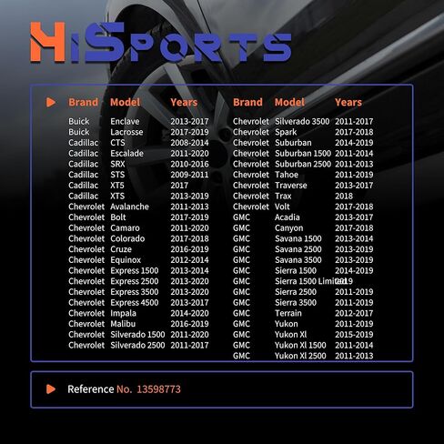 HiSport 433Mhz TPMS Tire Pressure Monitoring System Sensor - Compatible with Buick Lacrosse Cadillac Chevy Silverado Cruze GMC Replacement 13598773 4PCS in Saudi Arabia