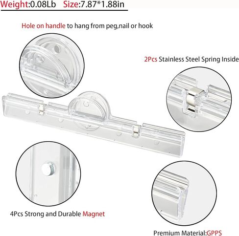 2Pack 7.9 Inch Large Magnetic Clips, Heavy Duty Transparent Binder Clips with Strong Magnet for Fridge, Whiteboard, Office, Kitchen, School, Home Organization and Memo Holding in Saudi Arabia