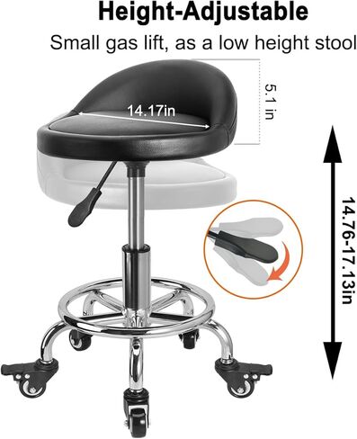 Rolling Stool Low Roller Seat PU Leather, Rolling Chair Height Adjustable, Garage Stool with Wheels for Manicure Mechanic Home Office Garage Shop (Style 1) in Saudi Arabia