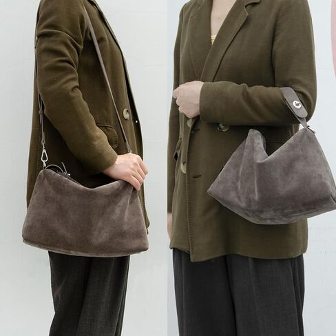 Premium Suede Leather Crossbody Bags for Women, Slouchy Suede Shoulder Bag with Adjustable Strap and Tote Handbag in Kuwait