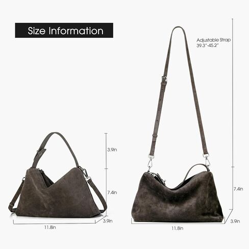 Premium Suede Leather Crossbody Bags for Women, Slouchy Suede Shoulder Bag with Adjustable Strap and Tote Handbag in Kuwait