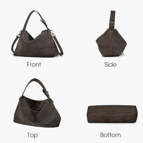 Premium Suede Leather Crossbody Bags for Women, Slouchy Suede Shoulder Bag with Adjustable Strap and Tote Handbag in Kuwait