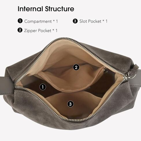 Premium Suede Leather Crossbody Bags for Women, Slouchy Suede Shoulder Bag with Adjustable Strap and Tote Handbag in Kuwait