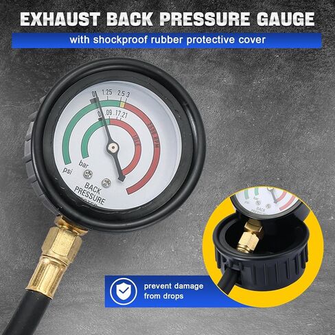 DASBET Exhaust Back Pressure Tester Kit with Carrying Case, Automotive Exhaust Back Pressure Gauge Set with 6-Foot Hose & Adapter(M12/M18) & 2 Hose Clamps Professional Automotive Diagnostic Tool in Saudi Arabia