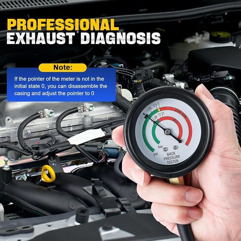 DASBET Exhaust Back Pressure Tester Kit with Carrying Case, Automotive Exhaust Back Pressure Gauge Set with 6-Foot Hose & Adapter(M12/M18) & 2 Hose Clamps Professional Automotive Diagnostic Tool in Saudi Arabia
