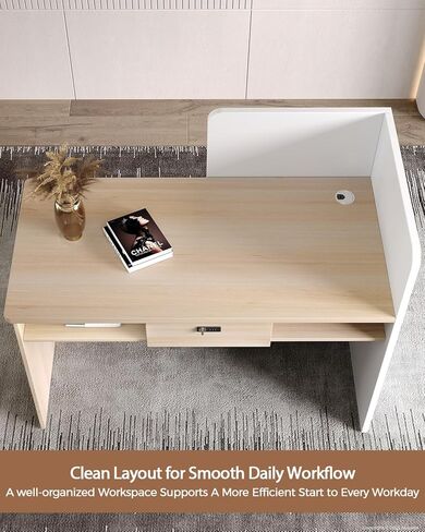 مكتب استقبال صغير مزود بمصابيح LED، وطاولة مكتب أمامية مقاس 47 بوصة مع درج قابل للقفل وأرفف تخزين، للمكتب والصالون in Kuwait