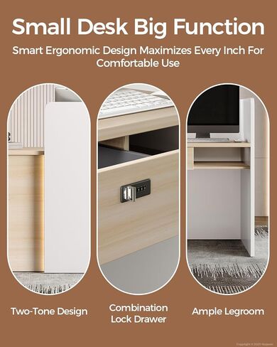 مكتب استقبال صغير مزود بمصابيح LED، وطاولة مكتب أمامية مقاس 47 بوصة مع درج قابل للقفل وأرفف تخزين، للمكتب والصالون in Kuwait