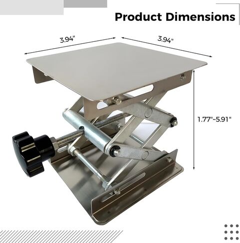 Lab Sissors Lift Table, Stainless Steel, Manual Adjustable, 1.8 to 5.9 in Lift Range, 4 X 4 in Platform, Suitable for Laboratory Use in Kuwait