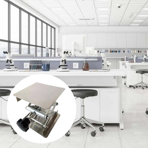 Lab Sissors Lift Table, Stainless Steel, Manual Adjustable, 1.8 to 5.9 in Lift Range, 4 X 4 in Platform, Suitable for Laboratory Use in Kuwait