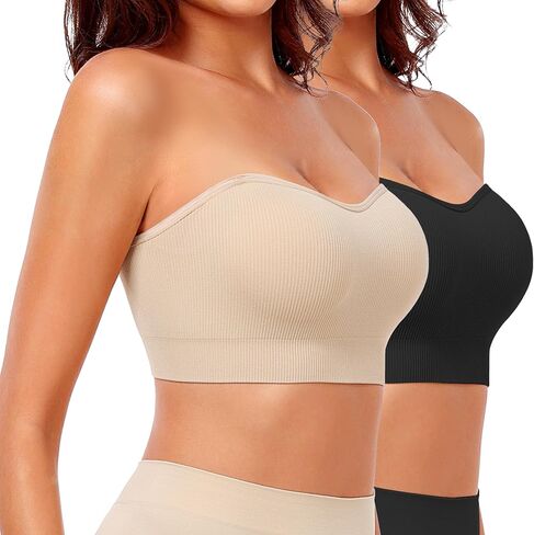 SIMIYA Wireless Strapless Bras for Women Push Up Bandeau Bra Non Slip Seamless Padded Bralette Clear Straps Tube Top Bra in Saudi Arabia