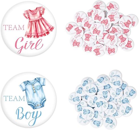Whaline 60Pcs Gender Reveal Button Pins White Blue Pink Baby Clothes Team Boy or Girl Button Badges for Birthday Baby Shower Party Game Supplies in Saudi Arabia