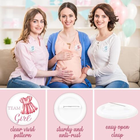 Whaline 60Pcs Gender Reveal Button Pins White Blue Pink Baby Clothes Team Boy or Girl Button Badges for Birthday Baby Shower Party Game Supplies in Saudi Arabia