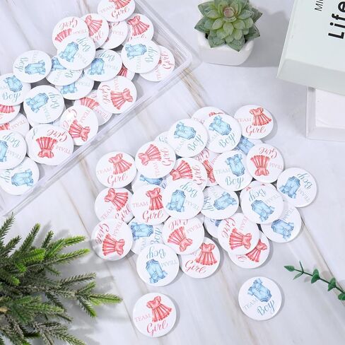 Whaline 60Pcs Gender Reveal Button Pins White Blue Pink Baby Clothes Team Boy or Girl Button Badges for Birthday Baby Shower Party Game Supplies in Saudi Arabia