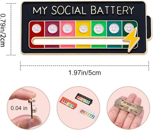 My Social Battery Slider Pin, Cute Social Battery Pin, Funny Interactive Brooch Pin, Functional Mood Enamel Pins 7 Days a Week for Clothing Decoration Backpacks Bags Hats Gifts in Saudi Arabia