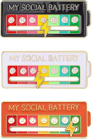 My Social Battery Slider Pin, Cute Social Battery Pin, Funny Interactive Brooch Pin, Functional Mood Enamel Pins 7 Days a Week for Clothing Decoration Backpacks Bags Hats Gifts in Saudi Arabia