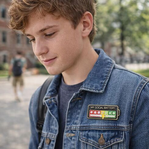 My Social Battery Slider Pin, Cute Social Battery Pin, Funny Interactive Brooch Pin, Functional Mood Enamel Pins 7 Days a Week for Clothing Decoration Backpacks Bags Hats Gifts in Saudi Arabia