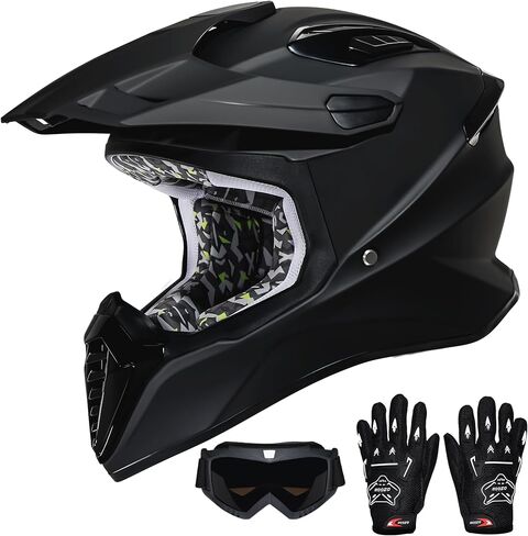 Youth Dirt Bike Helmet Kids Full Face Motorcycle Helmet for Off-Road ATV Street Riding, DOT Approved Kids Motocross Helmet with Goggles & Gloves in Saudi Arabia