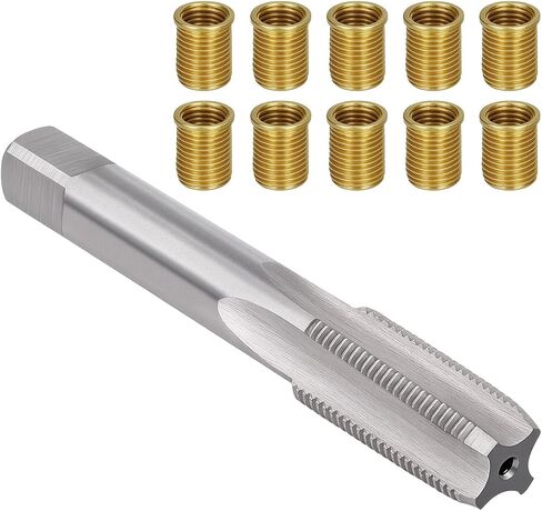 11PCS Car Spark Plug Thread Repair Kit, M14 x 1.25 Insert and M16 x 1.25 Tap Thread Repairing Tool, Carbon Steel Spark Plug Insert Tap Rethreading Set, Universal for Vehicles in Saudi Arabia