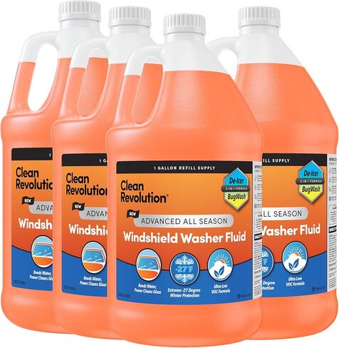 Clean Revolution EV Windshield Washer Fluid, 128oz, 100% Methanol-Free, Winter Ready up to -15°F, Compatible with Electric Vehicles & Performance Cars (EV) in Kuwait