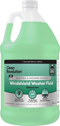 Clean Revolution EV Windshield Washer Fluid, 128oz, 100% Methanol-Free, Winter Ready up to -15°F, Compatible with Electric Vehicles & Performance Cars (EV) in Kuwait