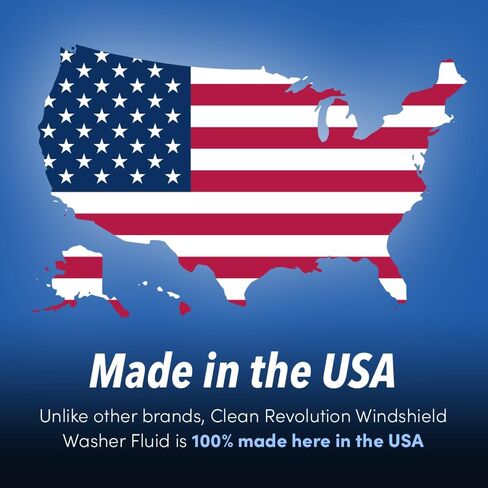 Clean Revolution EV Windshield Washer Fluid, 128oz, 100% Methanol-Free, Winter Ready up to -15°F, Compatible with Electric Vehicles & Performance Cars (EV) in Kuwait