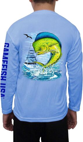 GAMEFISH USA Kid's UPF 50 Long Sleeve Microfiber Moisture Wicking Performance Fishing Shirt Mahi in Saudi Arabia