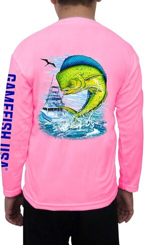 GAMEFISH USA Kid's UPF 50 Long Sleeve Microfiber Moisture Wicking Performance Fishing Shirt Mahi in Saudi Arabia