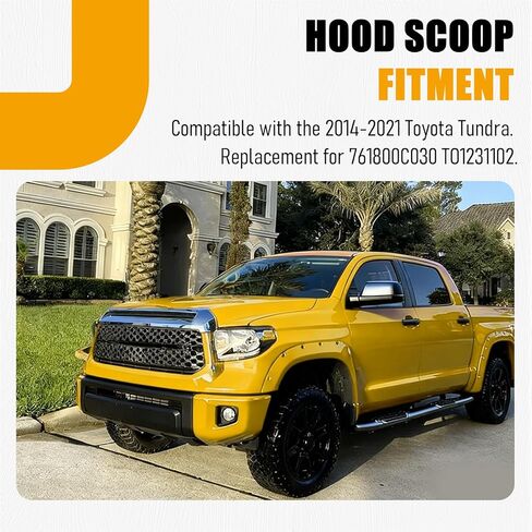 Chrome Front Upper Hood Bulge Molding Grille Trim Compatible with 2014-2021 Toyota Tundra, Replacement for TO1231102 761800C030 Hood Scoop Grill Molding Trim in Saudi Arabia