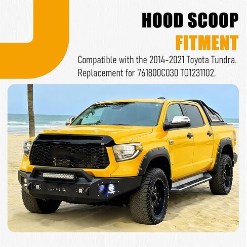 غطاء مصبغة أمامي أسود للغطاء العلوي منتفخ متوافق مع 2014-2021 Toyota Tundra، بديل لـ 761800C030 TO1231102 غطاء محرك السيارة مغرفة الشواية in Saudi Arabia
