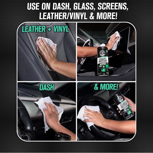 Chemical Guys Total Interior New Car Smell Cleaner & Protectant Wipes – All-in-One Interior Cleaning Wipes for Dashboards, Vinyl, Leather, Fabric & Glass – Cleans & Protects, New Car Scent, 30 Ct in Kuwait