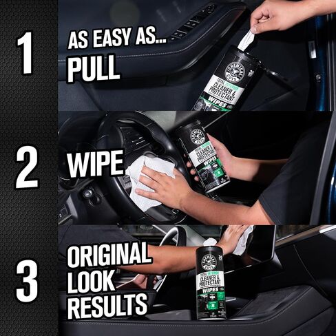 Chemical Guys Total Interior New Car Smell Cleaner & Protectant Wipes – All-in-One Interior Cleaning Wipes for Dashboards, Vinyl, Leather, Fabric & Glass – Cleans & Protects, New Car Scent, 30 Ct in Kuwait
