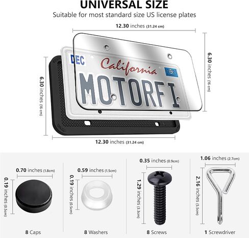 2 Pcs Silicone License Plate Frames with Polycarbonate Covers, Rust-Proof, Weather-Resistant, Easy Installation, Premium License Plate Protector for Cars with 2 Drainage Holes in Saudi Arabia